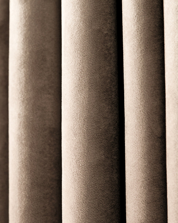Close-up of Moonlit custom heavyweight velvet curtain fabric, revealing its plush texture, dense pile, perfect for thermal soundproof blackout.
