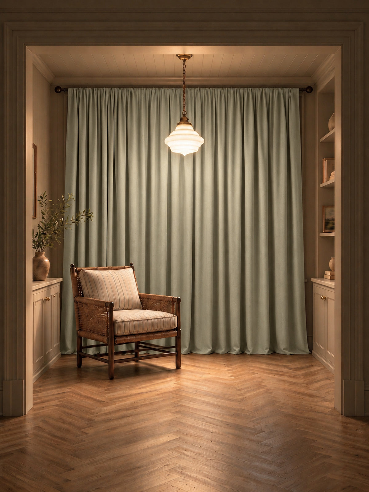TheHues Cronin Linen Look Blackout Custom Curtain — Sage Green, image 3