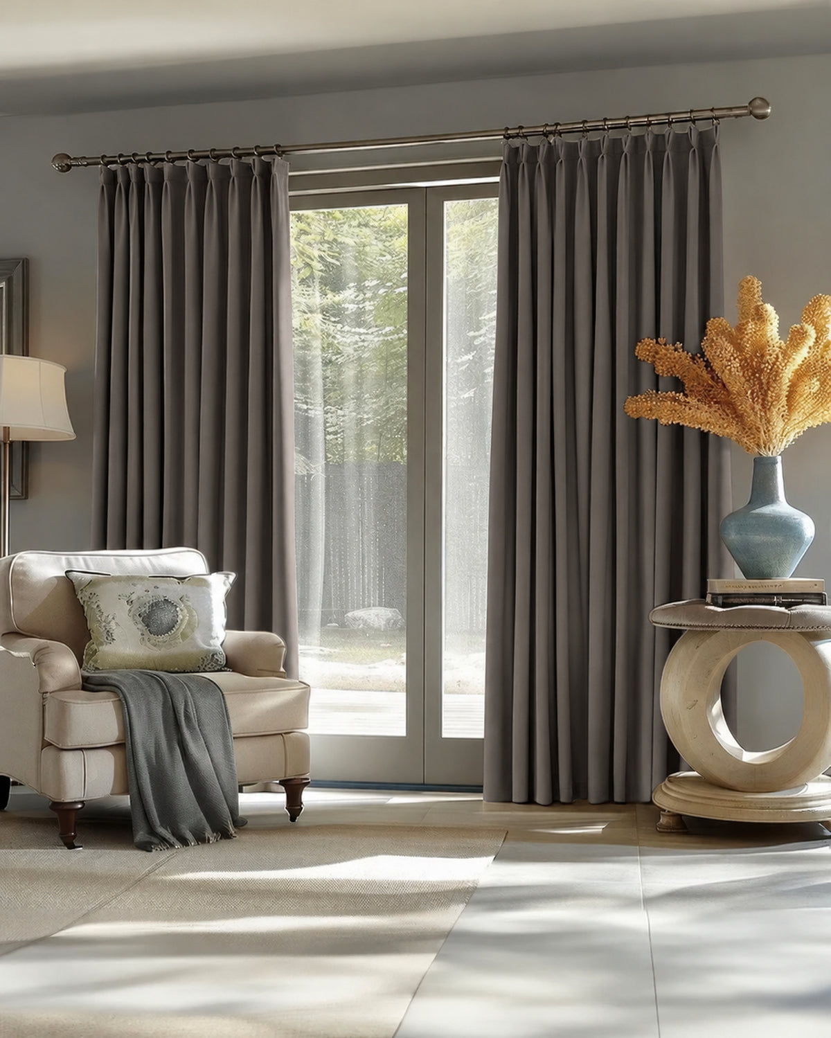 TheHues Victoria 100% Blackout OEKO Linen Look Heavyweight Custom Curtain — Blue Grey, image 1