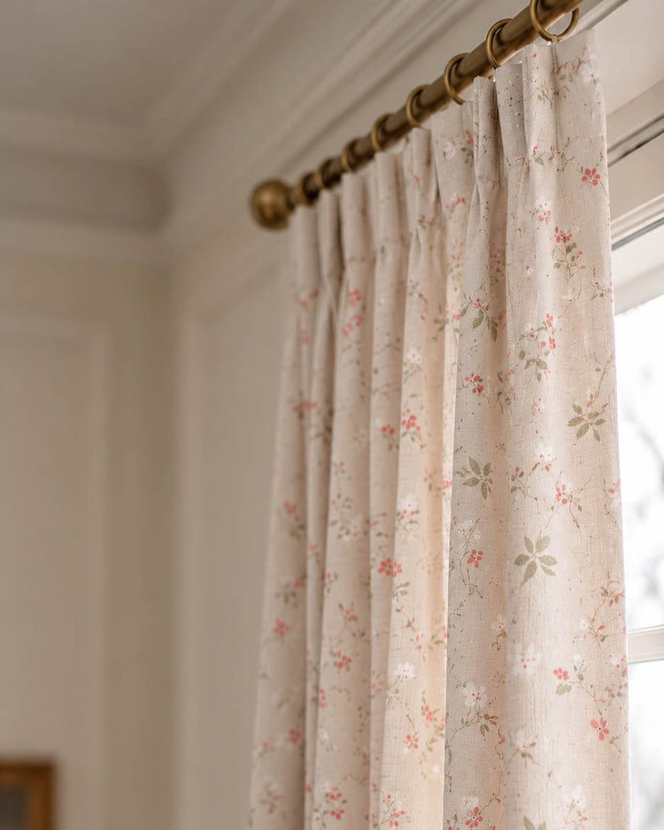 TheHues Whisper Linen Blend Floral Patterned Custom Curtain — Sienna, image 2