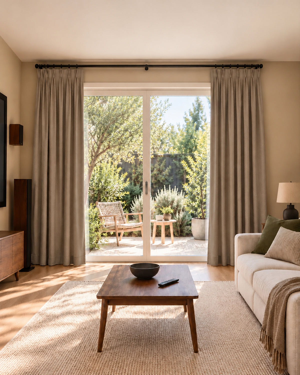 TheHues Victoria 100% Blackout OEKO Linen Look Heavyweight Custom Curtain — Oat, image 1