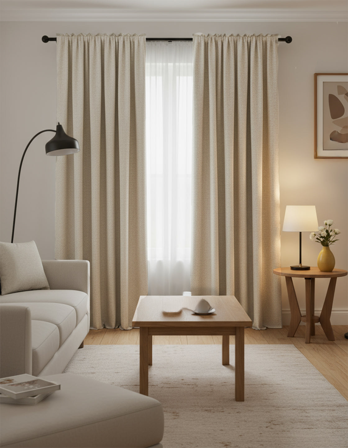 Zoe Linen Look Soft Custom Curtain