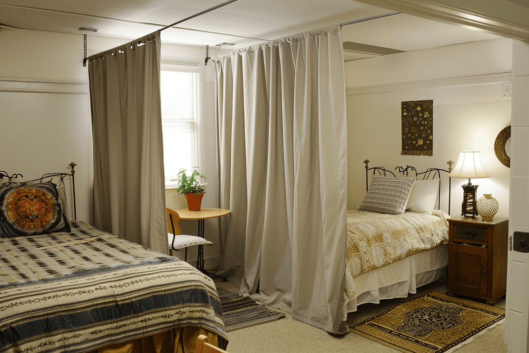 How To Hang Curtains in A Dorm Room - TheHues