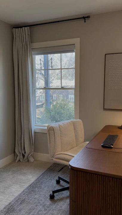 Tahiti 100% Linen Custom Curtain — home office window