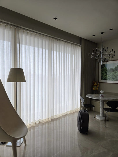 Zoe 100% Blackout Linen Look Custom Curtain — modern dining room