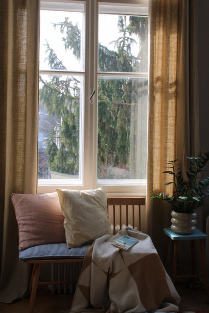 Fiona Linen Blend Custom Curtain — styled window nook