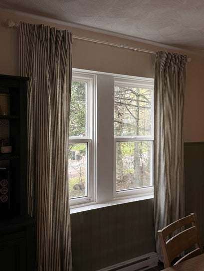 Milo Linen Blend Striped Custom Curtain — window with striped curtains