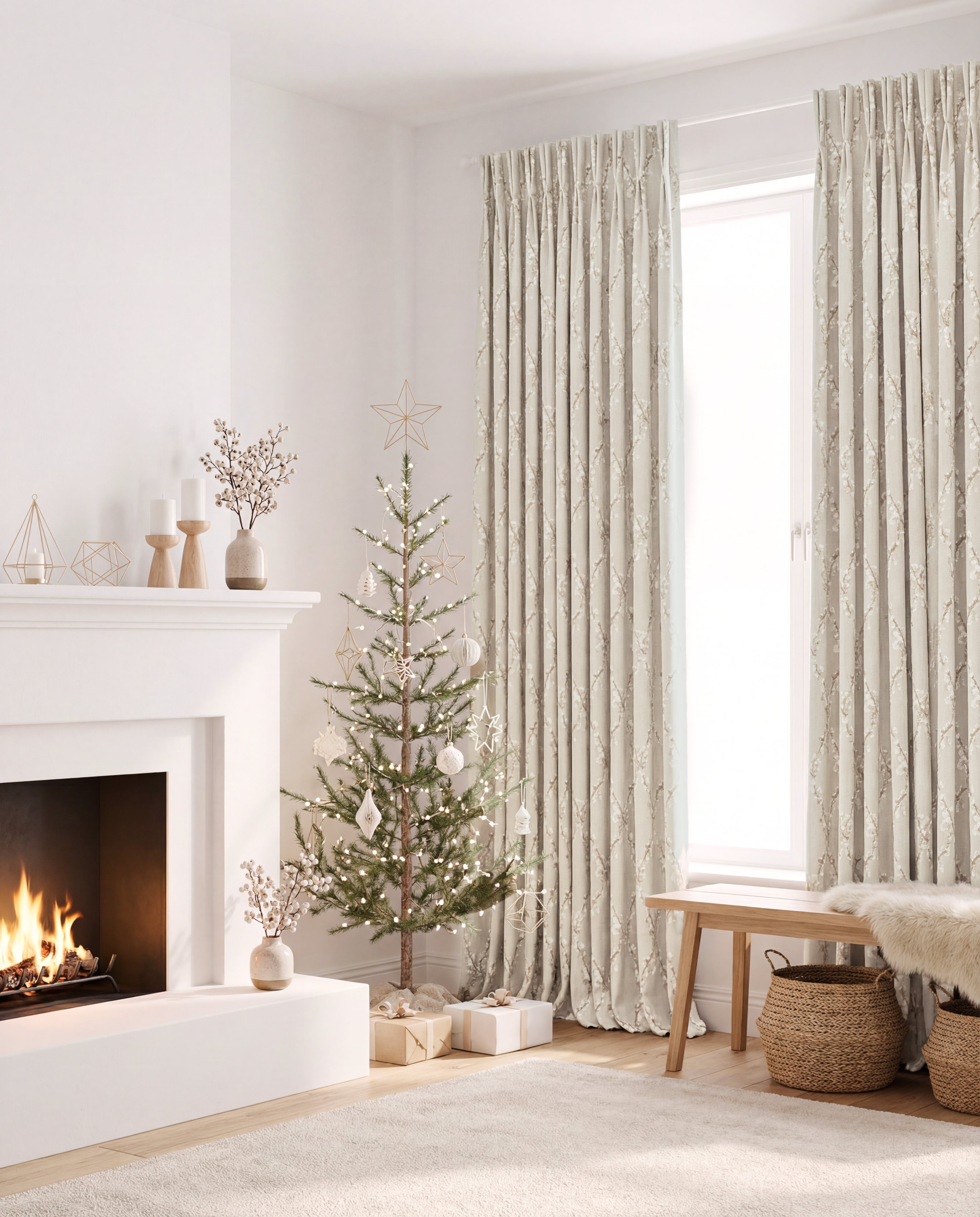 Flora Velvet Embroidered Floral Pattern Custom Curtain