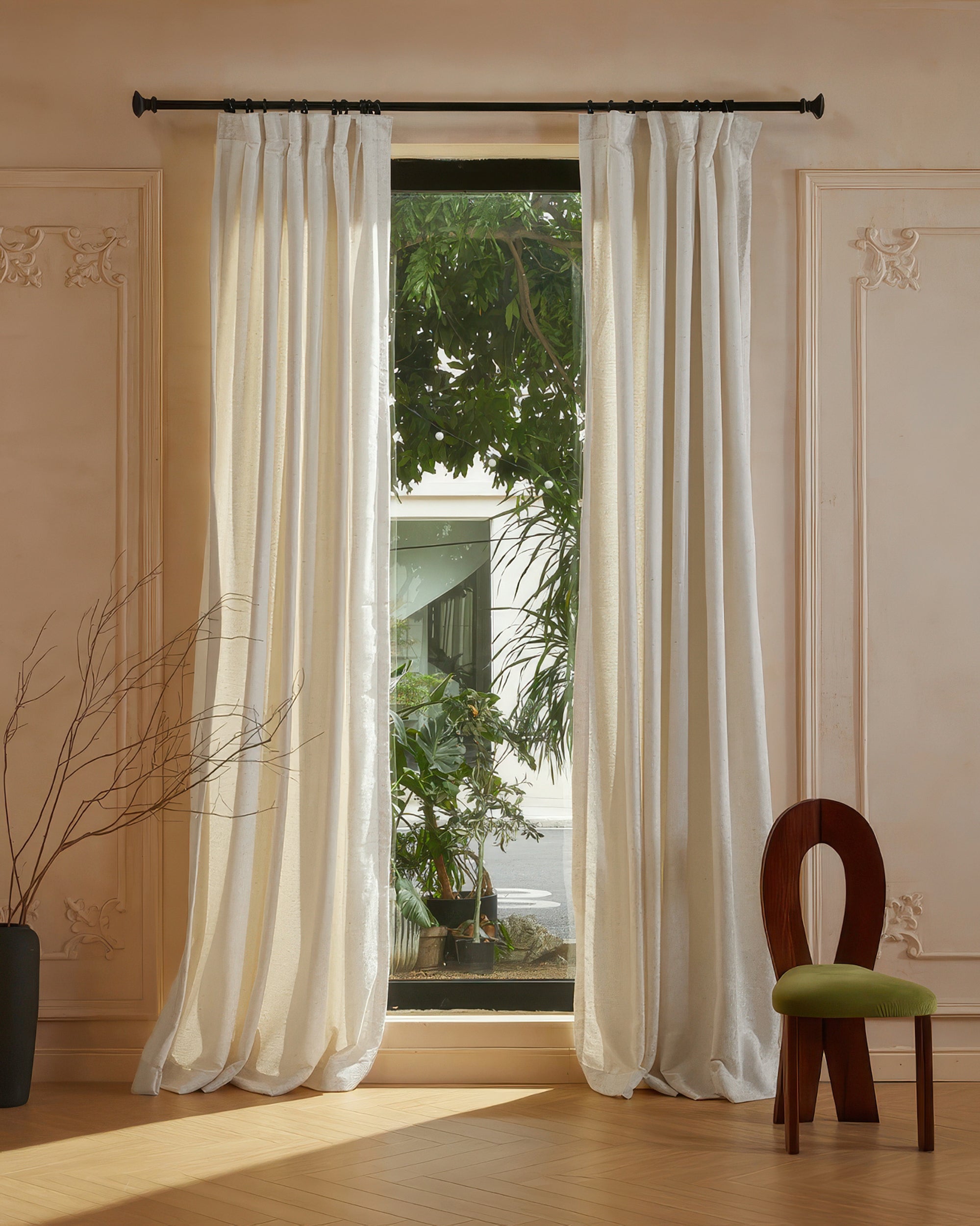 Haze Linen Blend Golden Threads Textured Custom Curtain