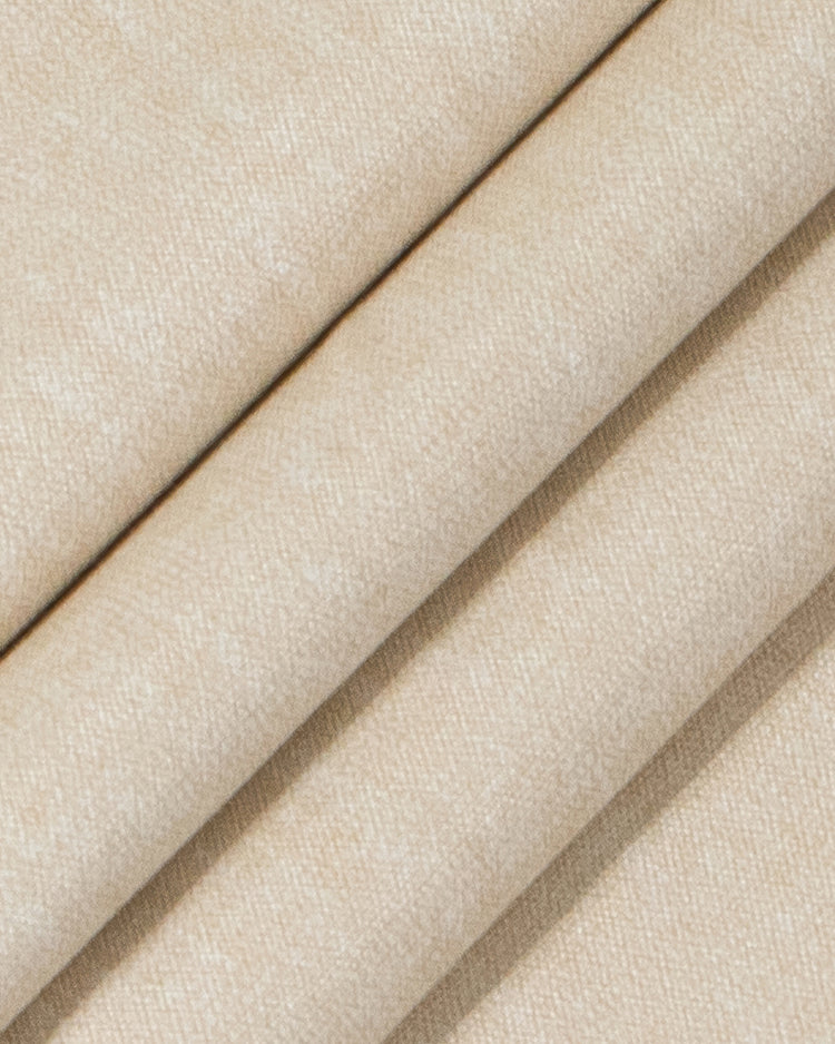 Textured beige linen-look fabric folded, emphasizing its heavyweight weave ideal for custom thermal blackout soundproof curtains.