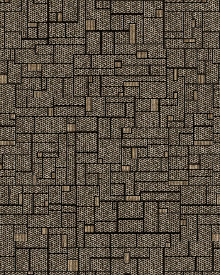 Close-up of Chelsea Cotton Blend fabric, showcasing a textured geometric golden grid pattern for custom curtains.