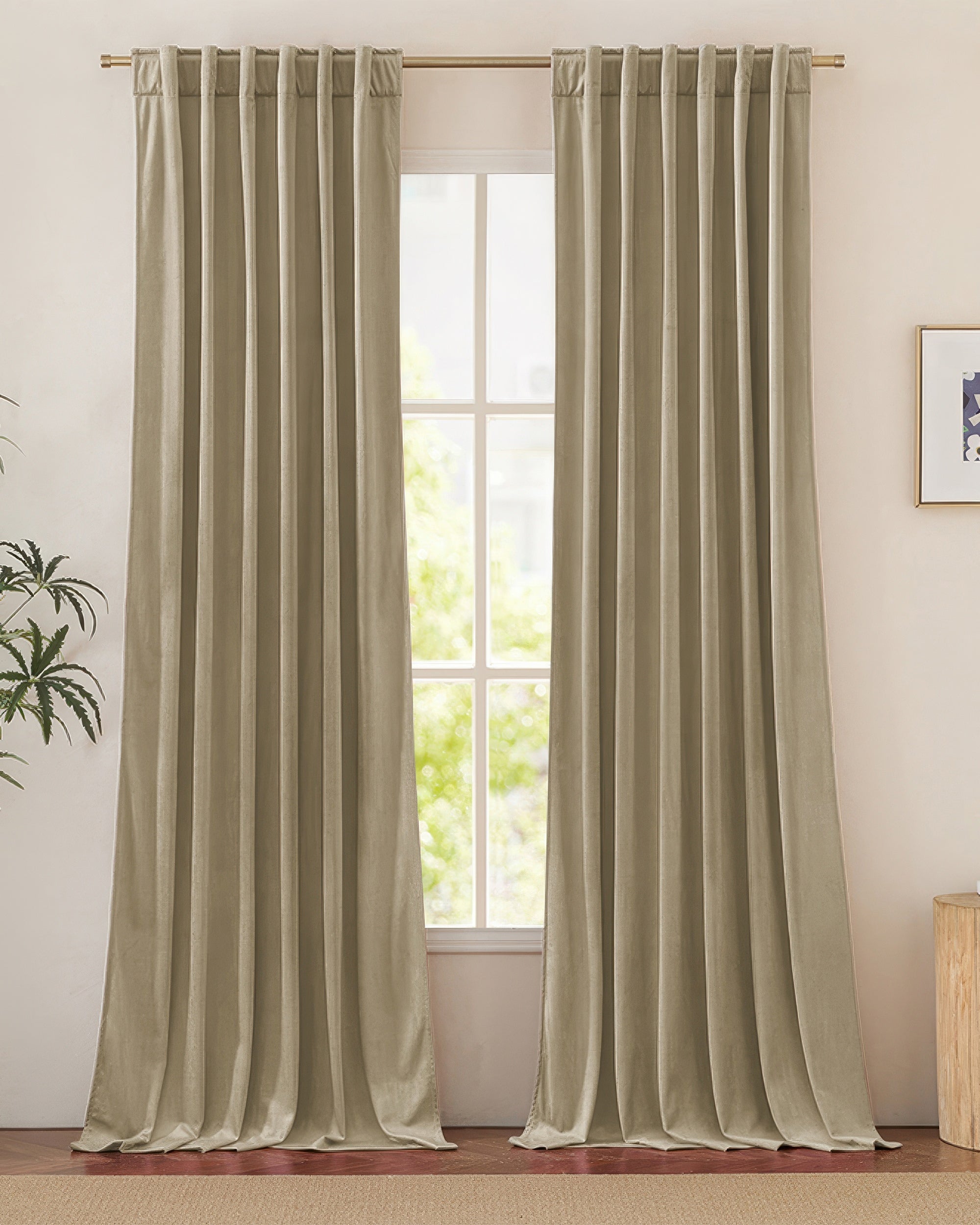 Jazlynn 4 Layers Linen Look Heavyweight Soundproof Thermal 100% Blackout Anti-Dust Velvet Custom Curtain