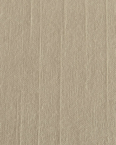 Close-up of Nara linen & cotton blend custom curtain fabric. Natural beige, lightweight, subtle vertical textured weave.