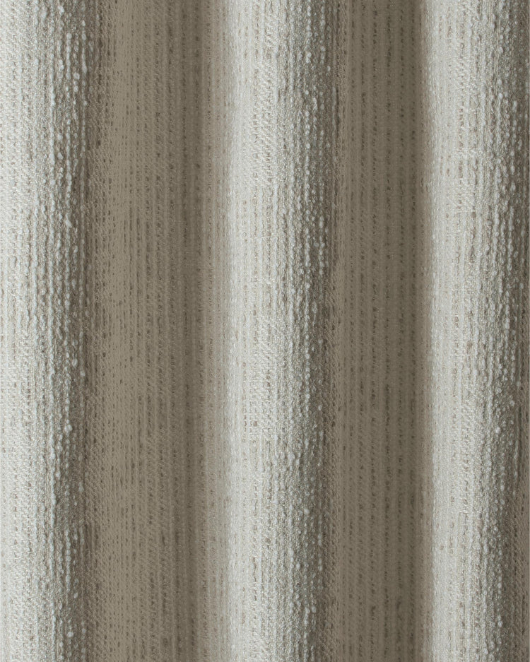 Close-up of Liwa linen blend patterned fabric showing its natural light beige color, rich texture, and subtle vertical woven design.
