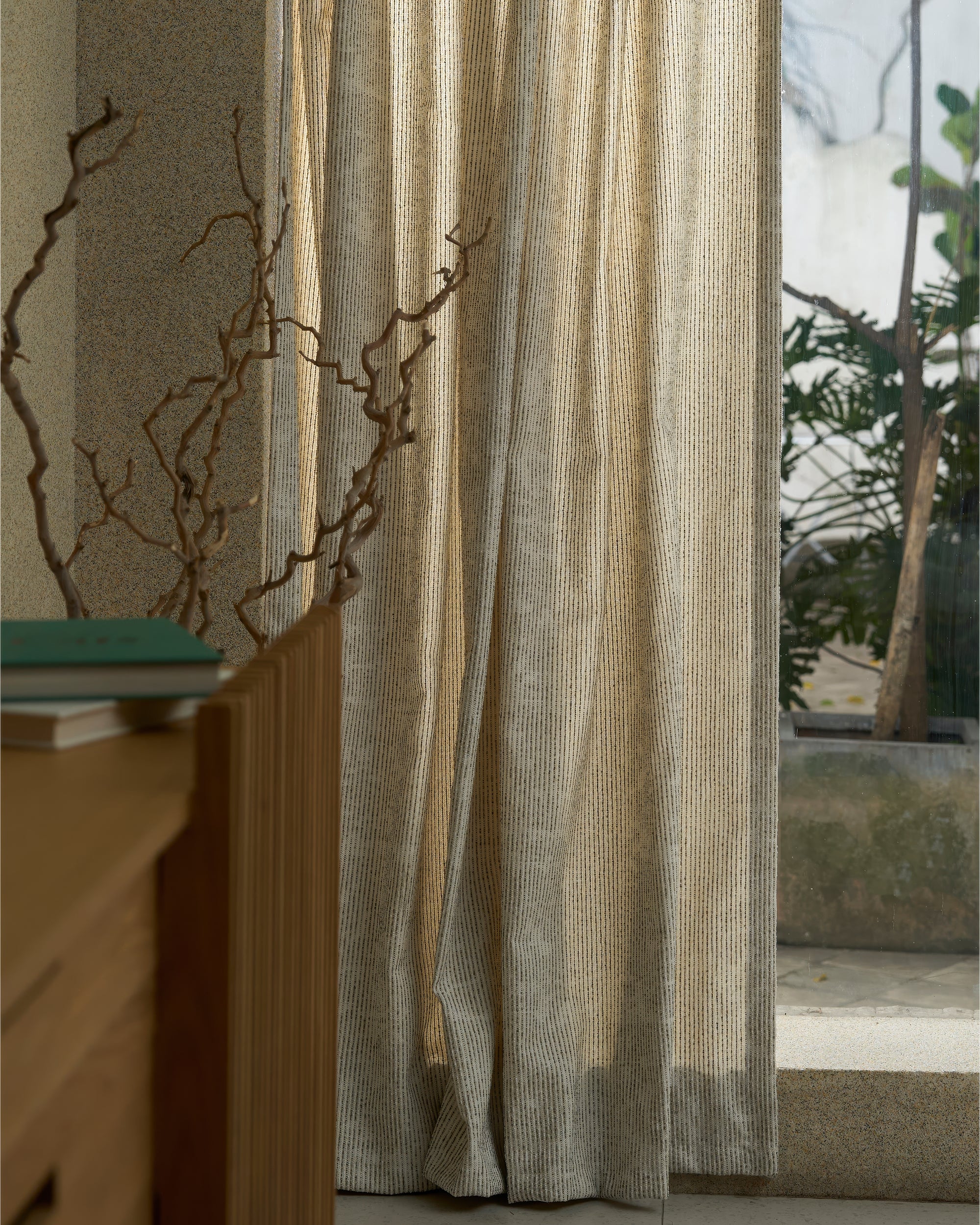 Liwa Linen Blend Patterned Custom Curtain
