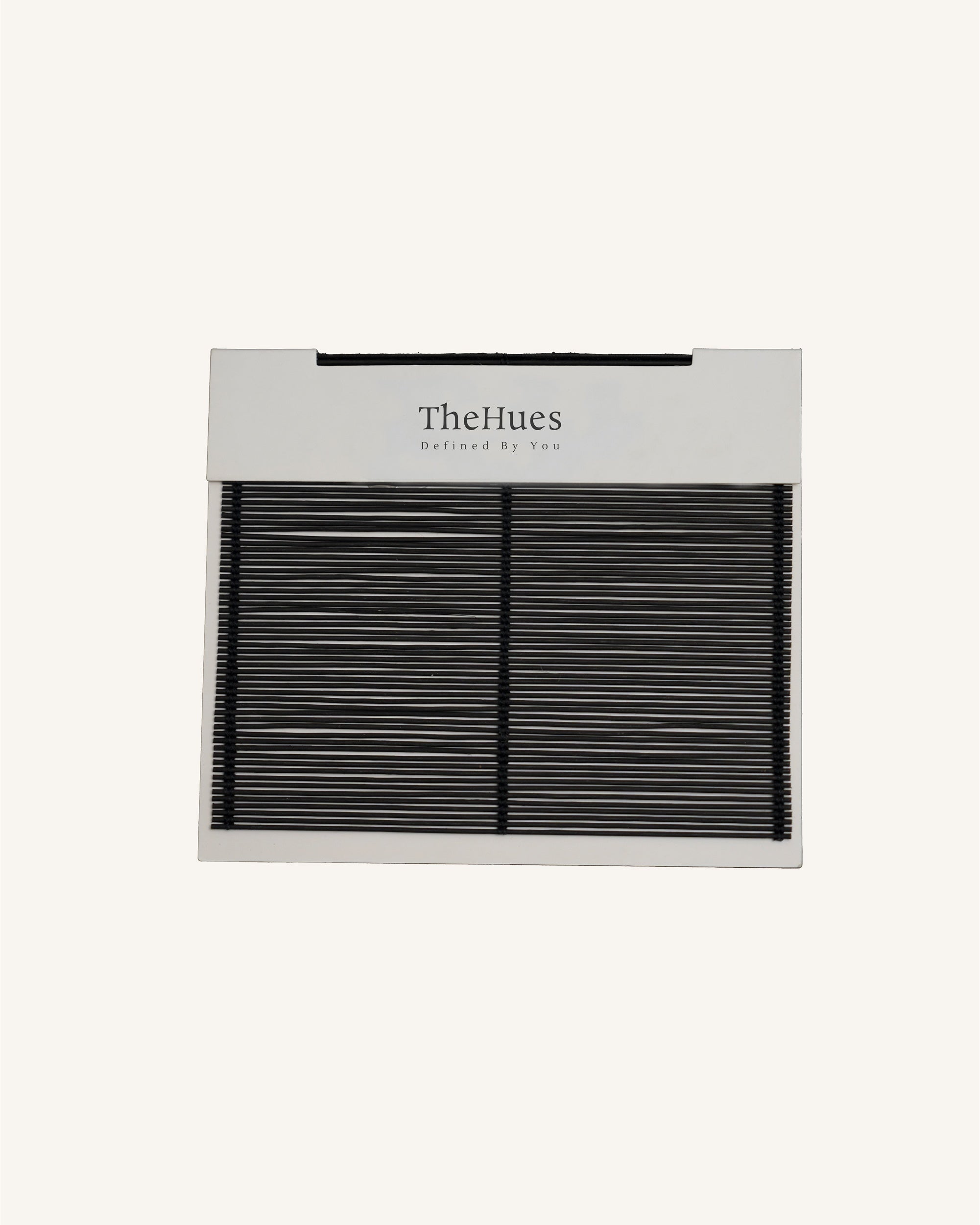 TheHues Toni black bamboo woven shade fabric swatches, showcasing horizontal stripes for custom window treatments.
