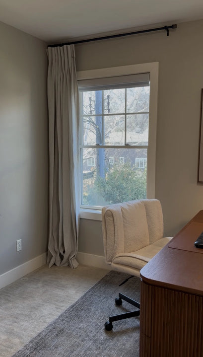 Tahiti 100% Linen Custom Curtain — home office window