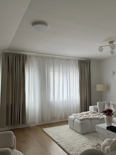 Zoe Linen Look Soft Custom Curtain — bright living room