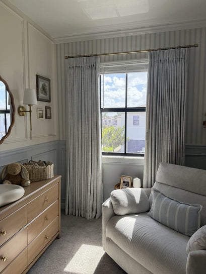 Cassie Linen Blend Custom Curtains — bright living room window