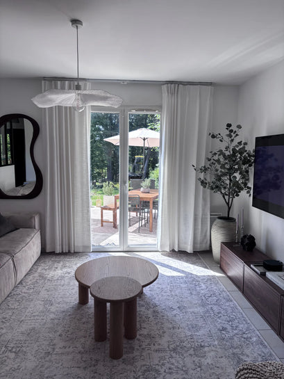 Cassie Linen Blend Custom Curtains — modern living room