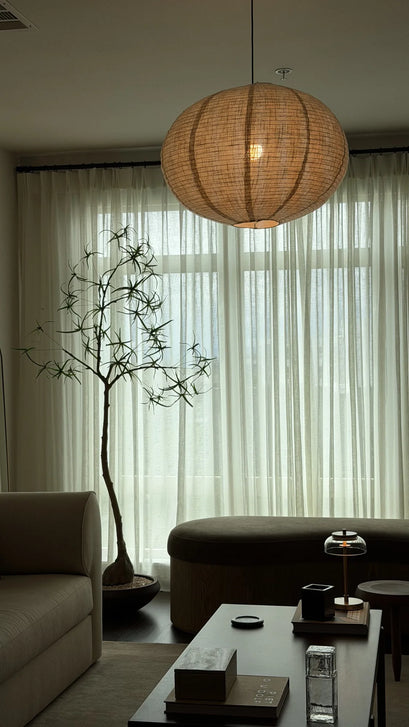 Sunveil Linen Sheer Custom Curtain — styled living room