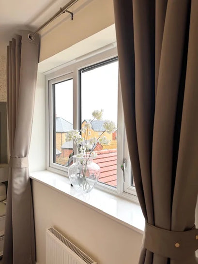 Hussein 4 Layers OEKO Certified Soundproof Thermal 100% Blackout Anti-Dust Premium Custom Curtain — window with curtains