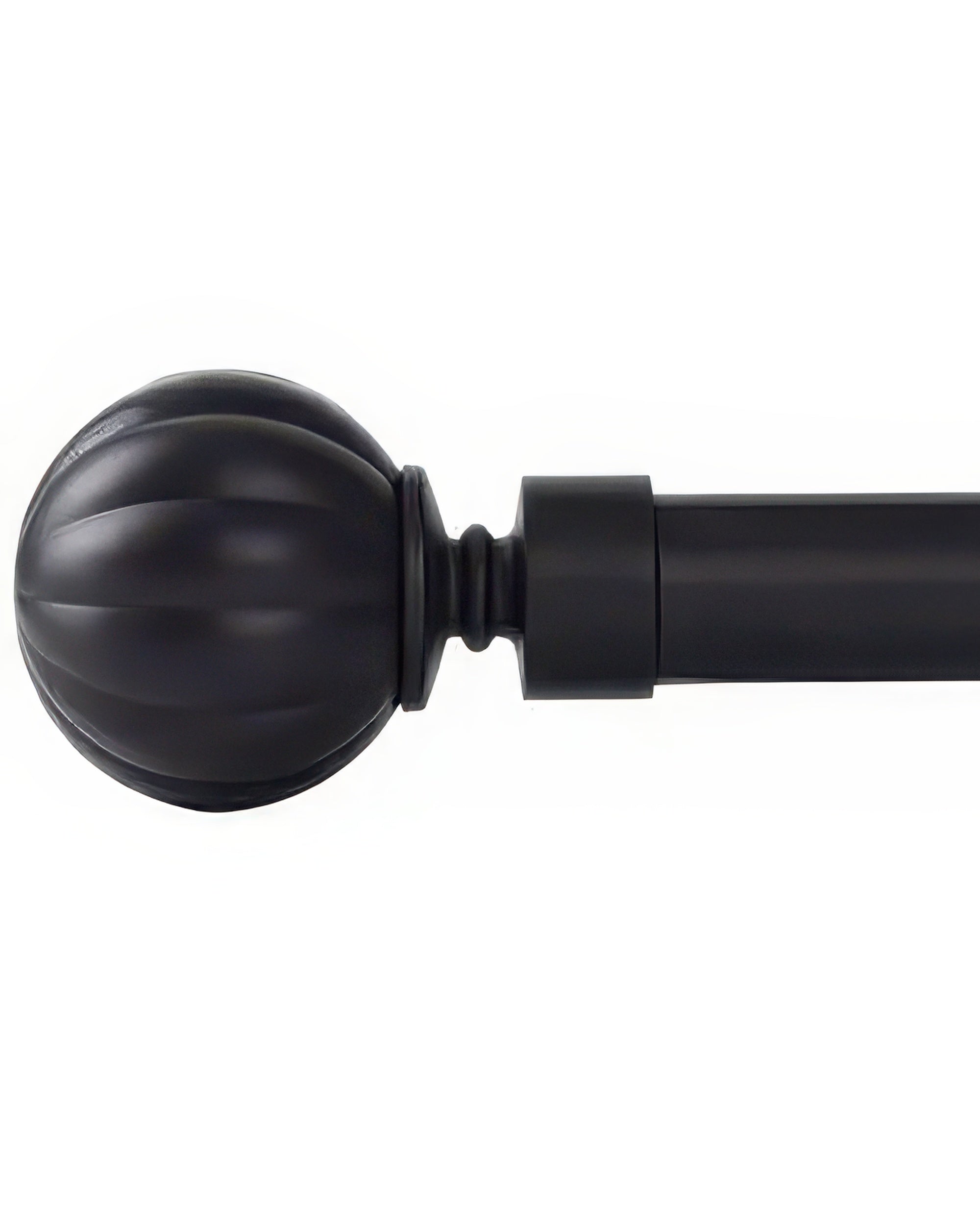 Reeded Ball Adjustable Finials Curtain Rod - TheHues
