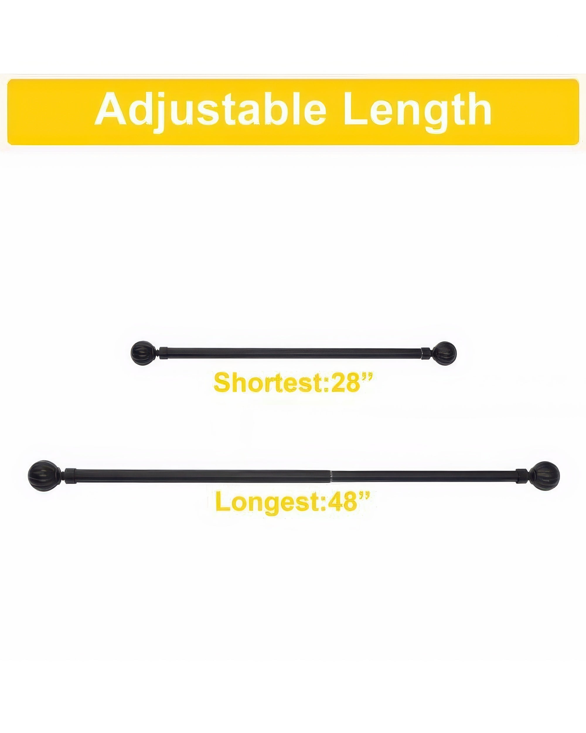 Reeded Ball Adjustable Finials Curtain Rod - TheHues