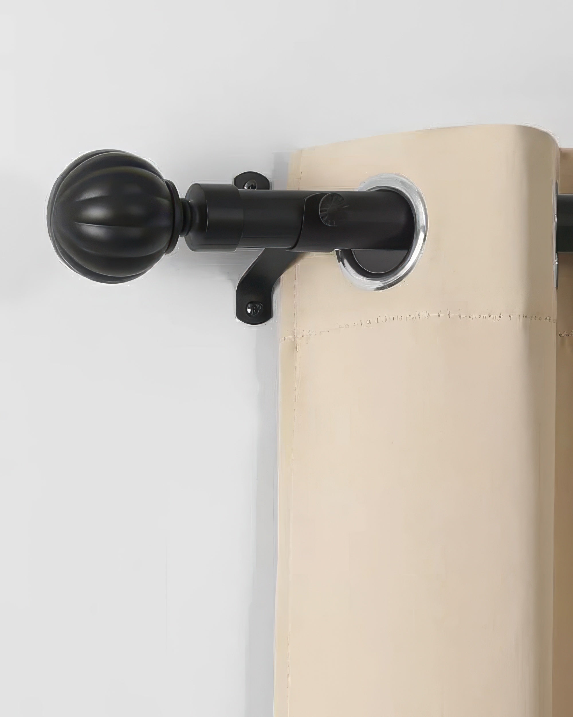 Reeded Ball Adjustable Finials Curtain Rod - TheHues