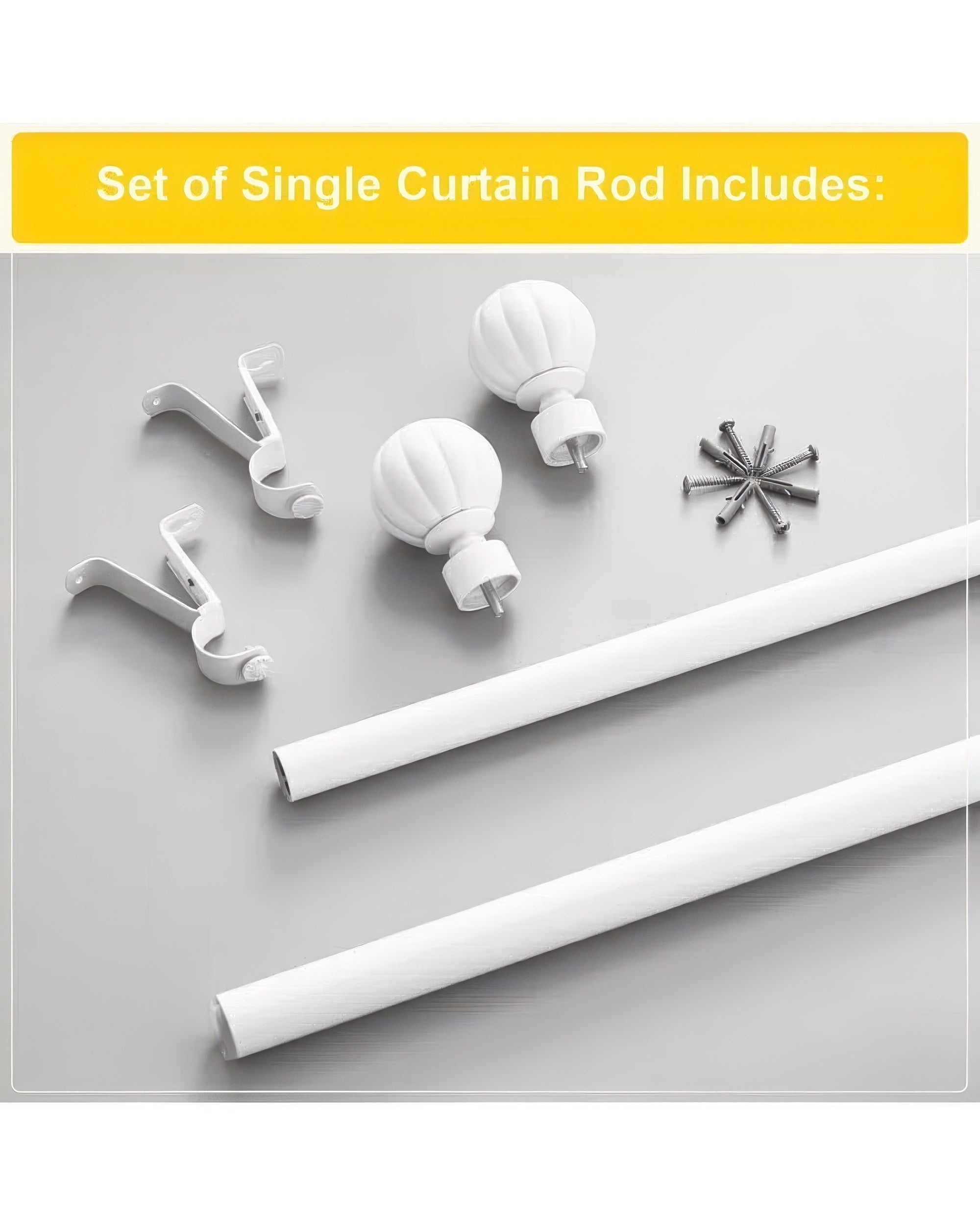 Reeded Ball Adjustable Finials Curtain Rod - TheHues