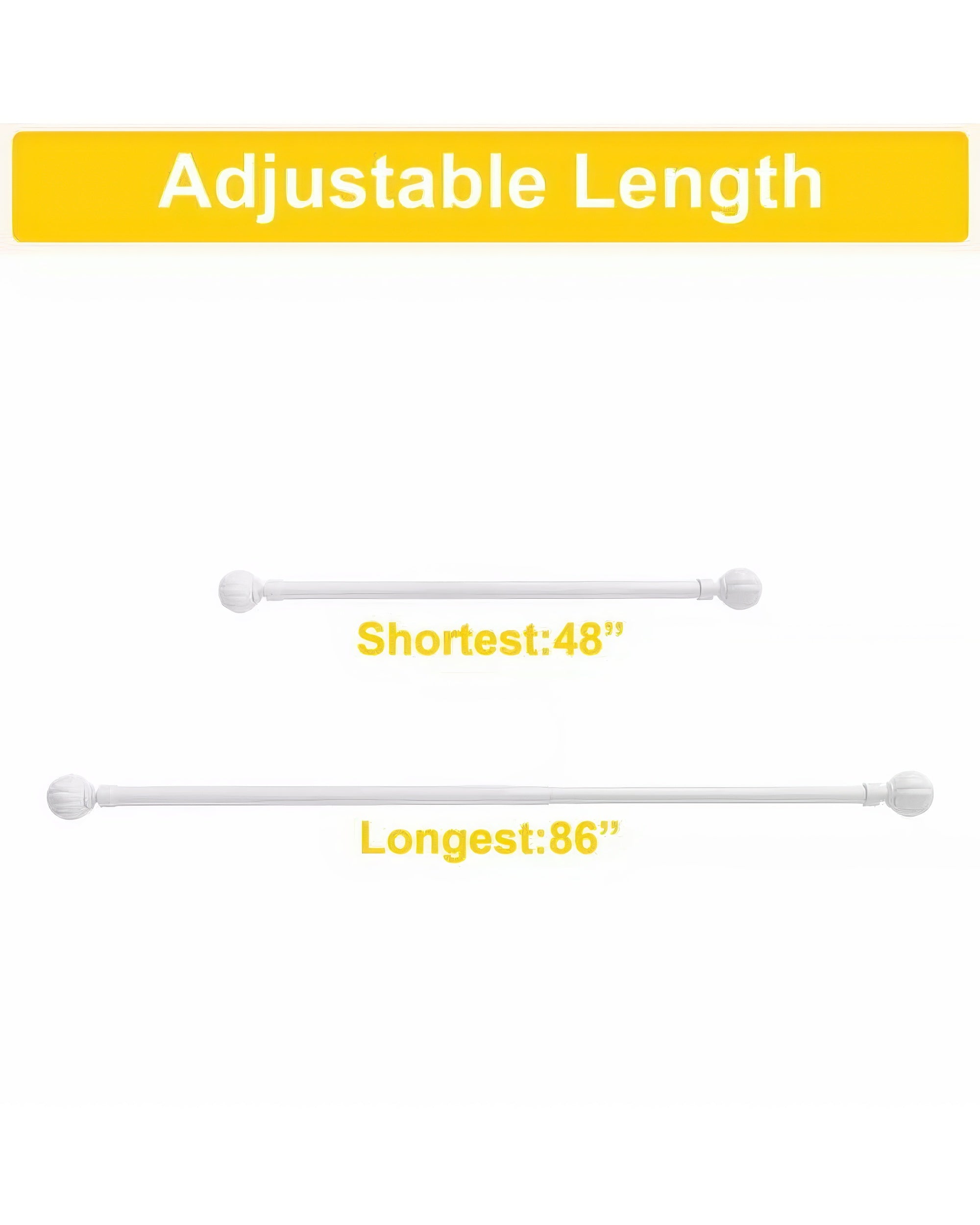 Reeded Ball Adjustable Finials Curtain Rod - TheHues