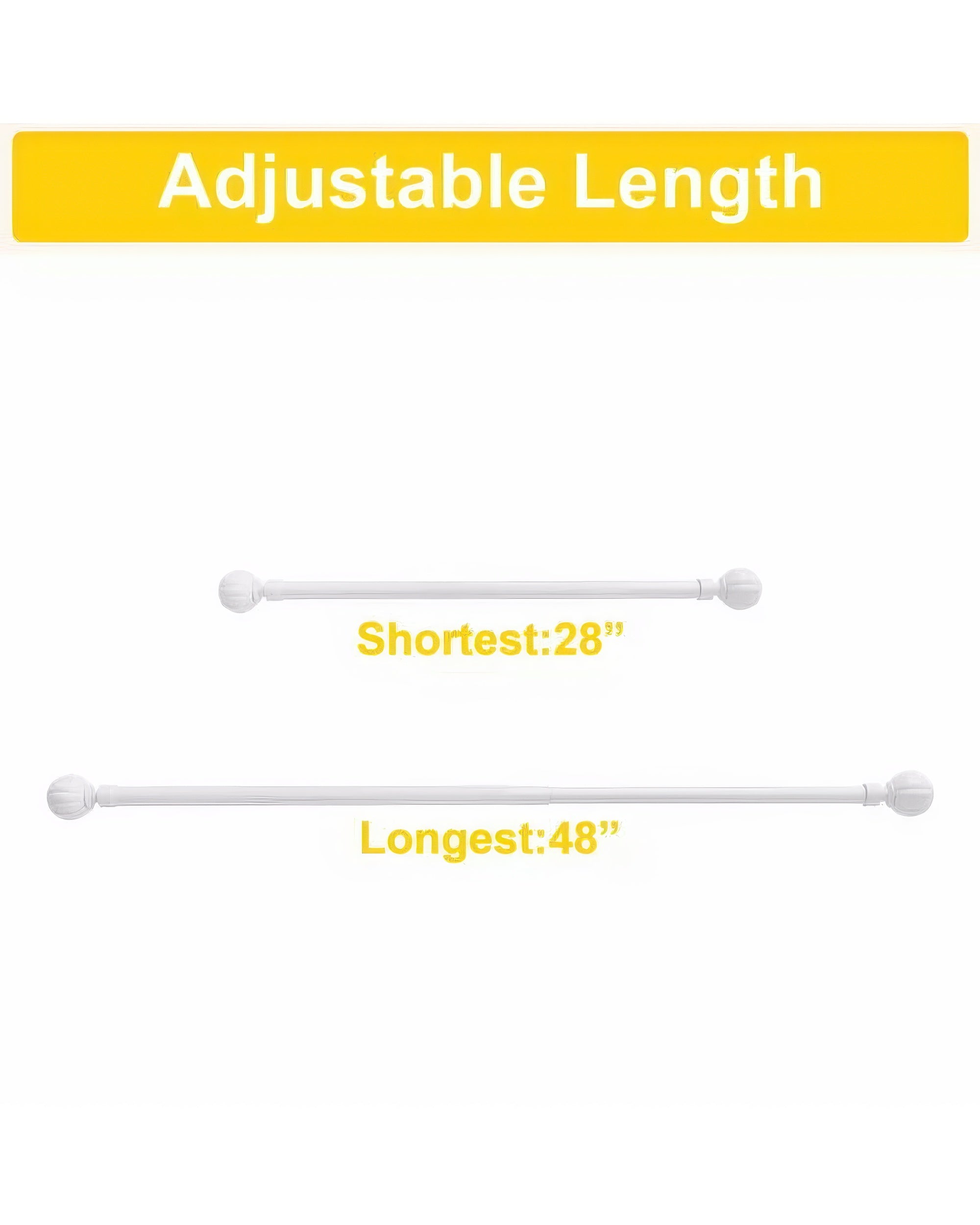 Reeded Ball Adjustable Finials Curtain Rod - TheHues