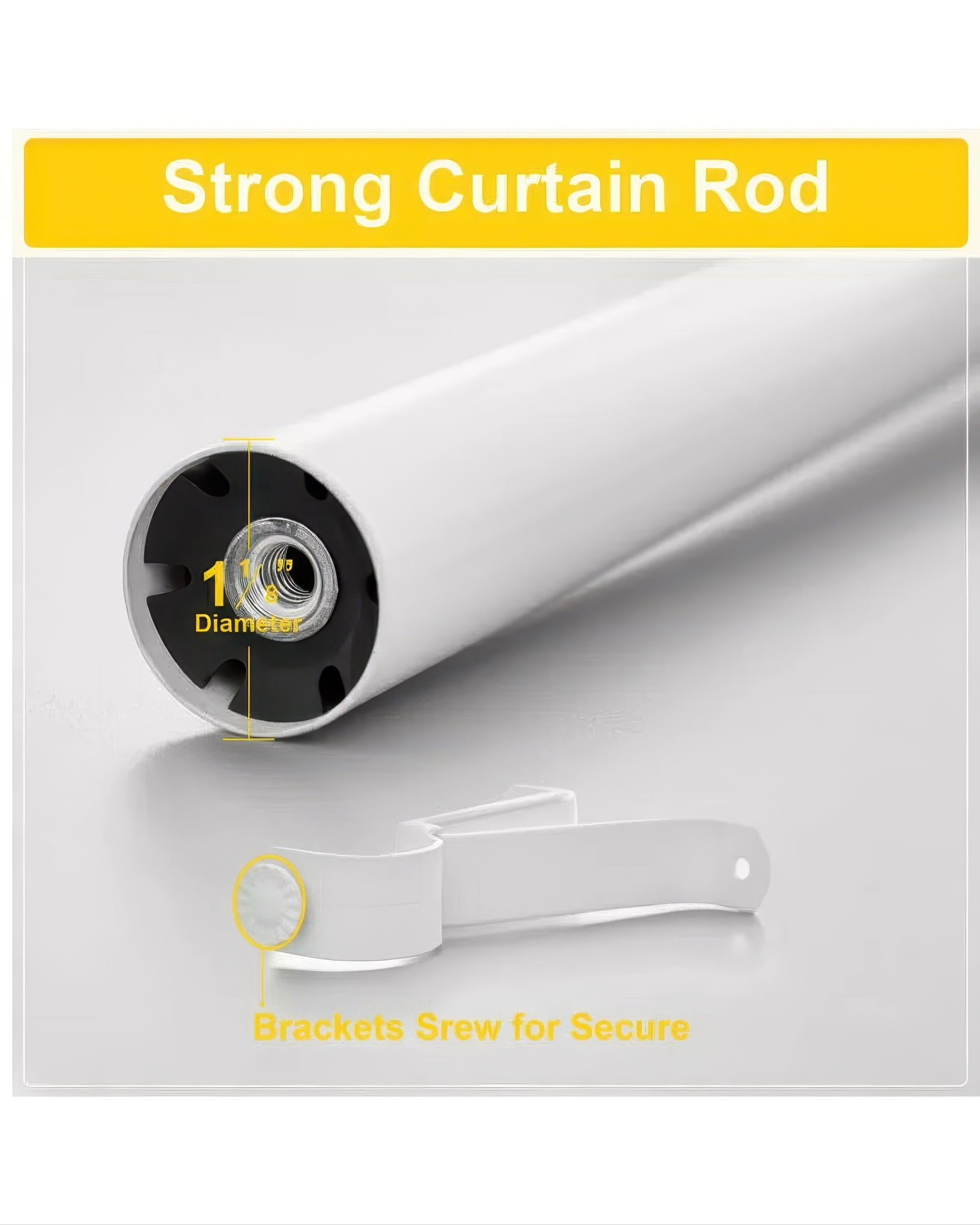 Reeded Ball Adjustable Finials Curtain Rod - TheHues