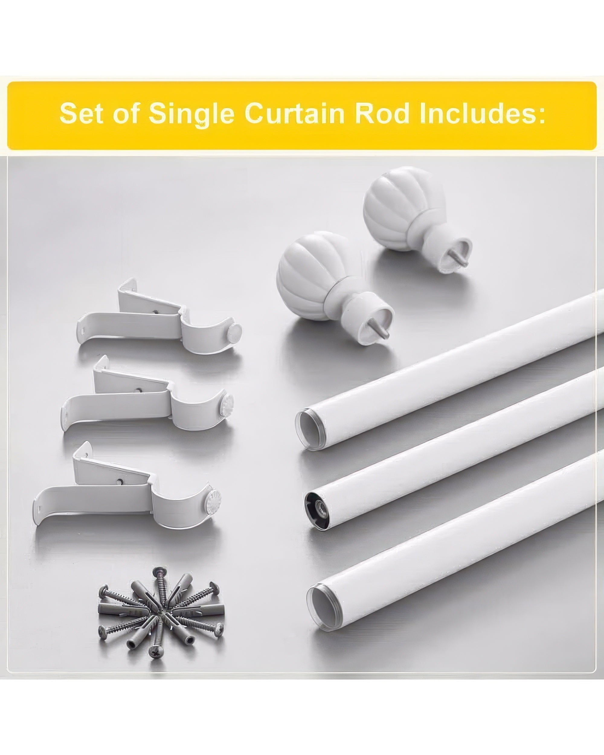 Reeded Ball Adjustable Finials Curtain Rod - TheHues