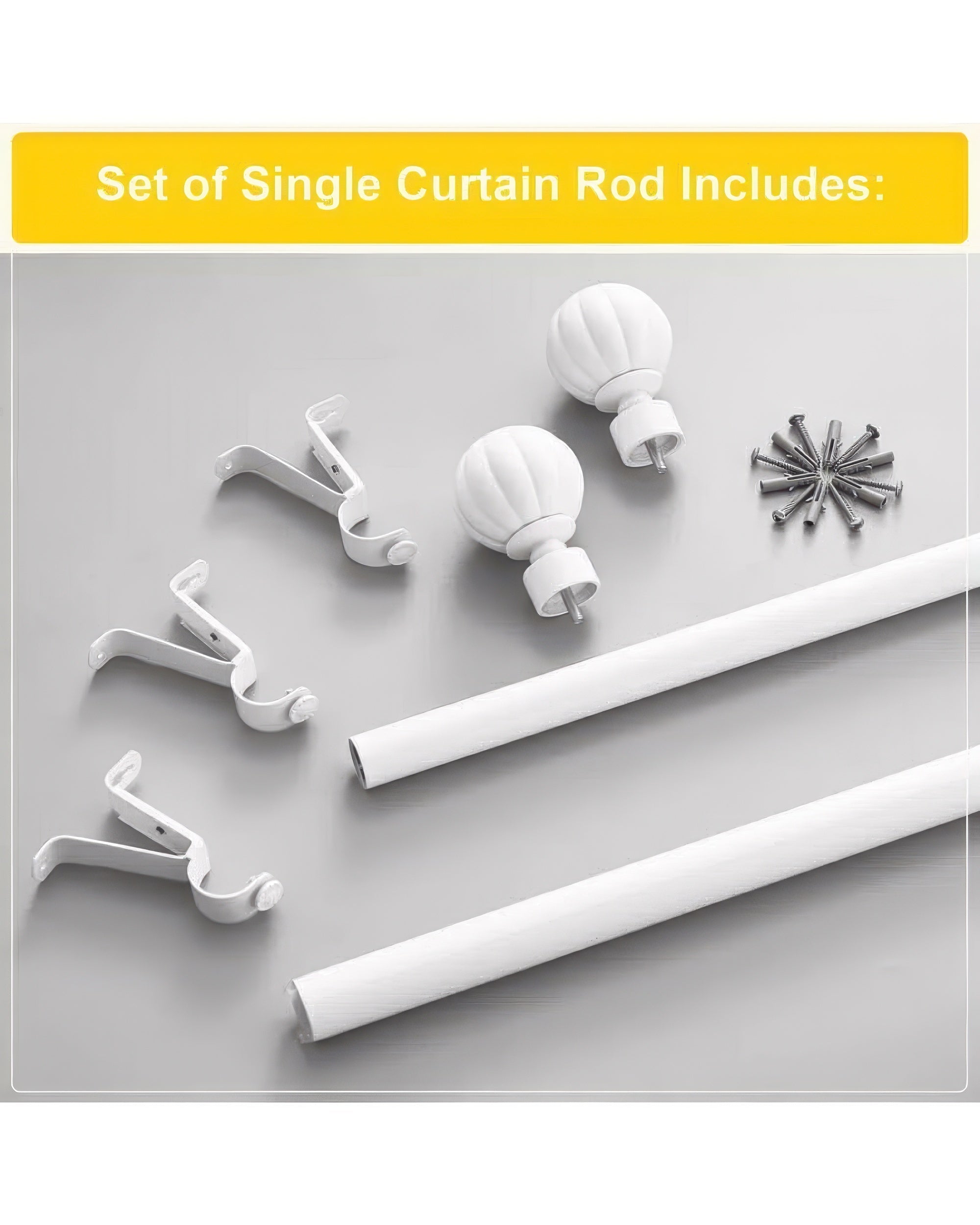 Reeded Ball Adjustable Finials Curtain Rod - TheHues