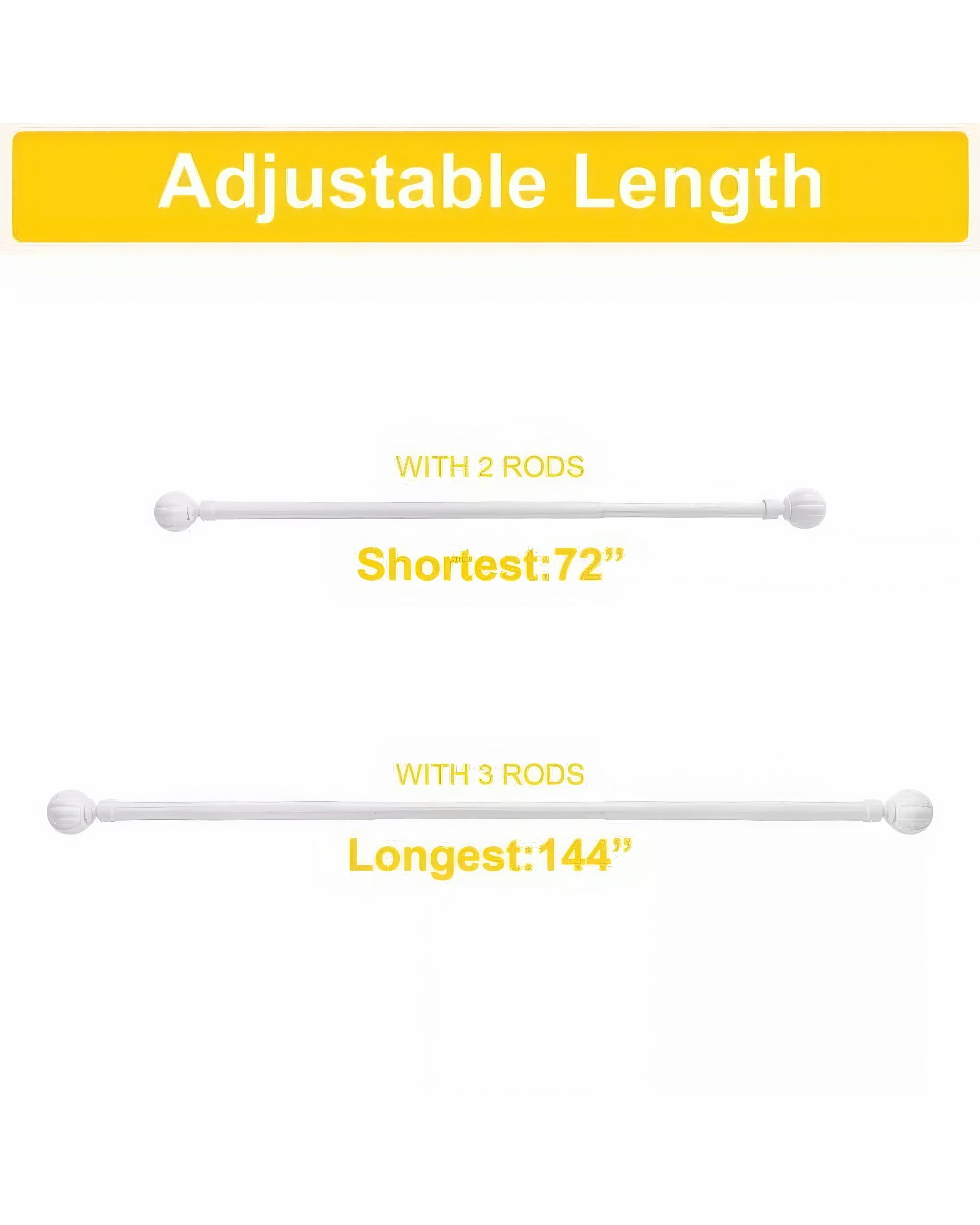 Reeded Ball Adjustable Finials Curtain Rod - TheHues