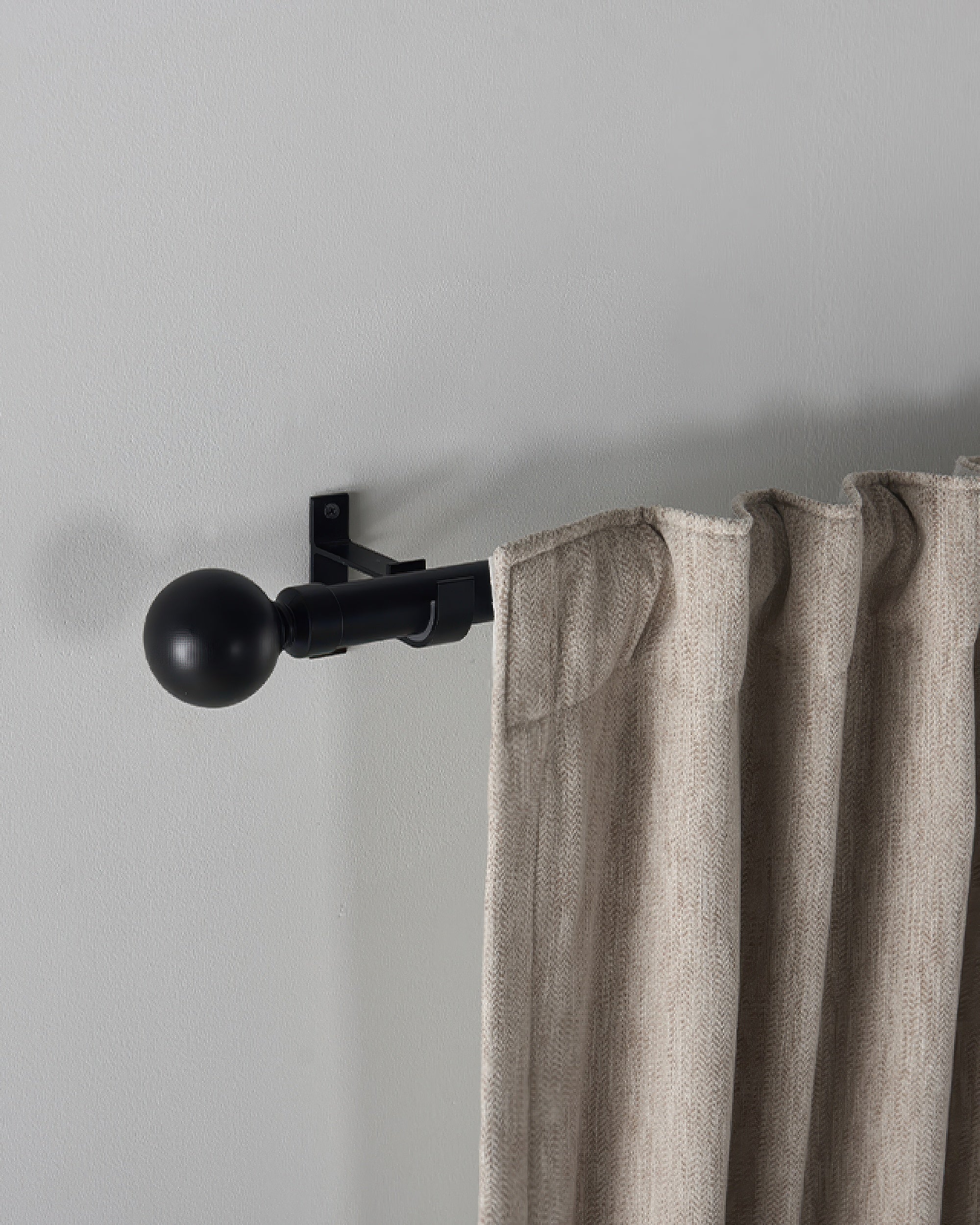Black Roman Round Custom Finial Curtain Rod - TheHues