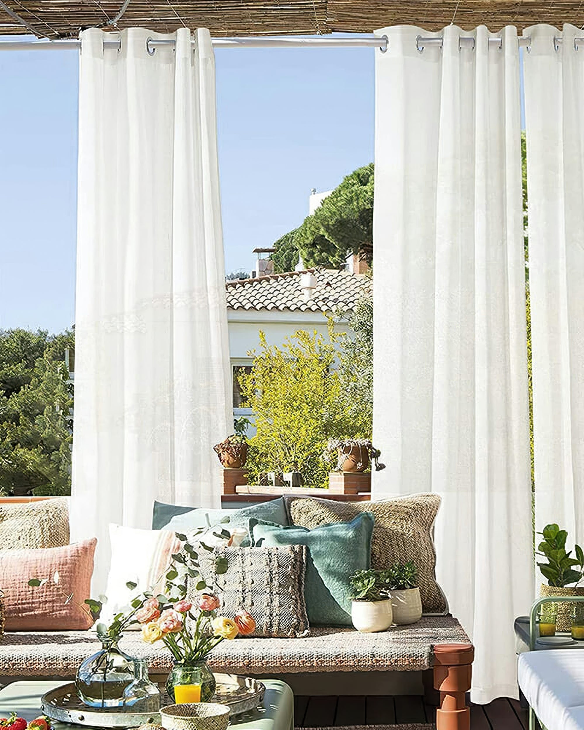 Sabrina Linen Look Lightweight Custom Outdoor Sheer Curtain