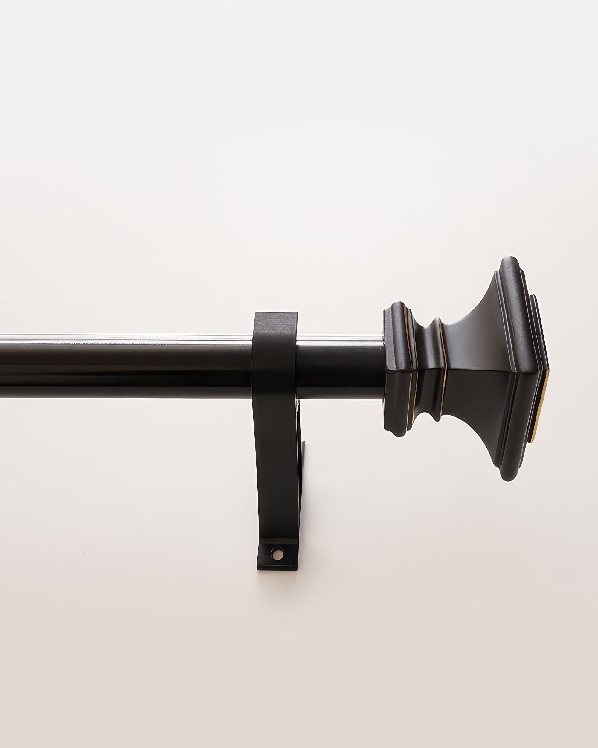 Black Roman Square Custom Finials Curtain Rods - TheHues