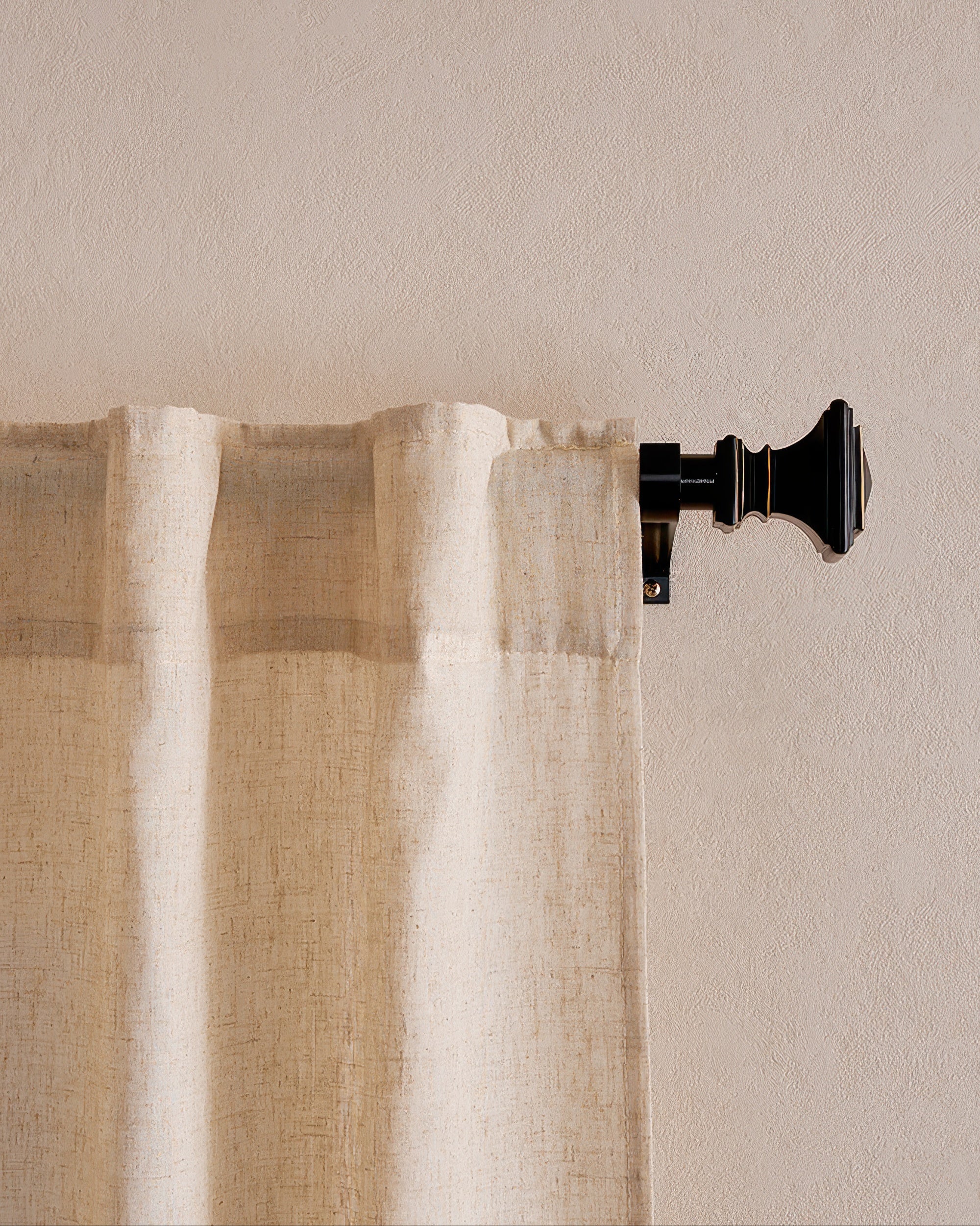 Black Roman Square Custom Finials Curtain Rods - TheHues