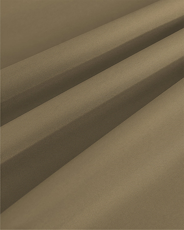 Close-up of the khaki 4-layer blackout outdoor curtain fabric, showing its water-resistant texture and anti-dust weave.