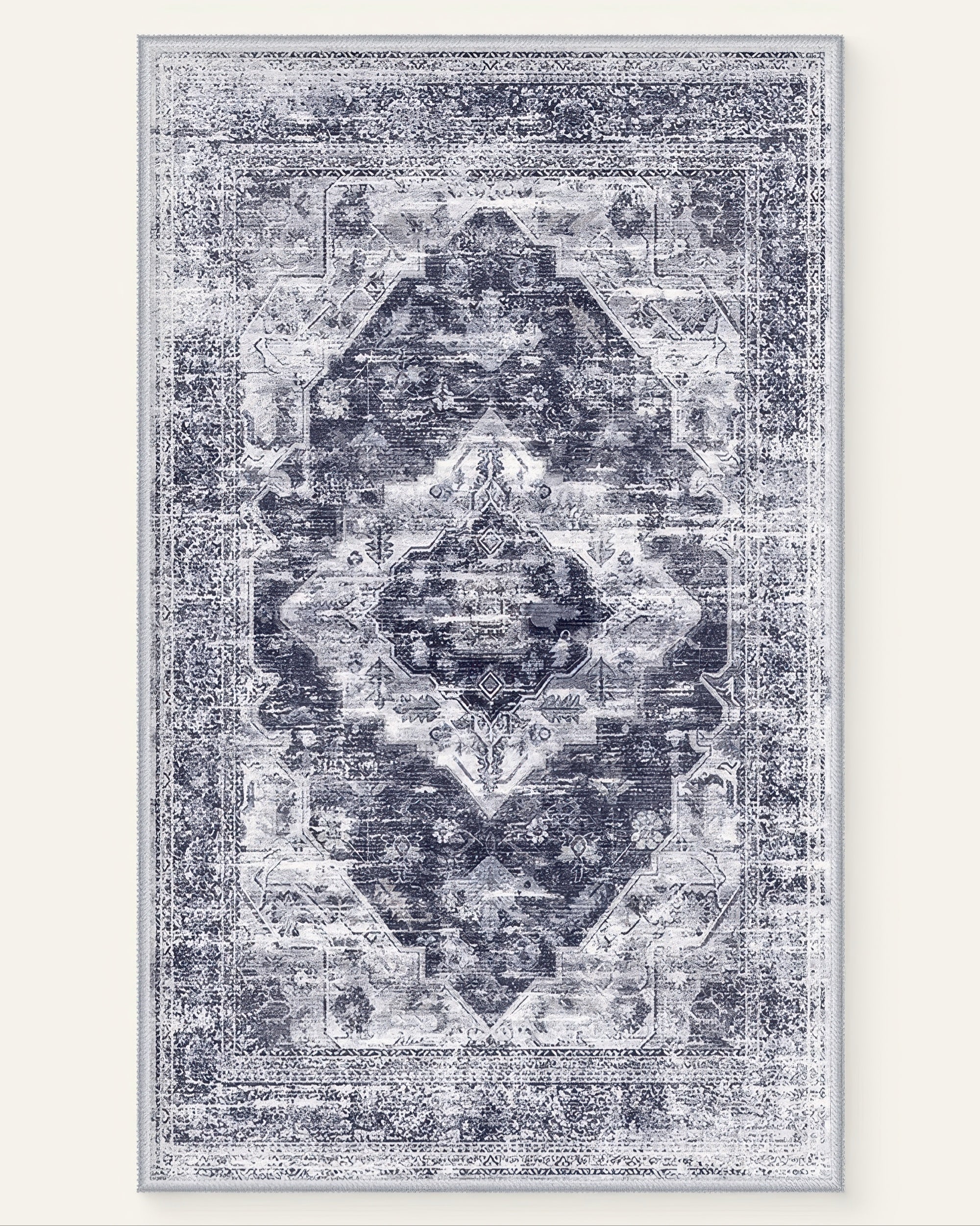 Diana's Garden Denim Blue Washable Area Rug