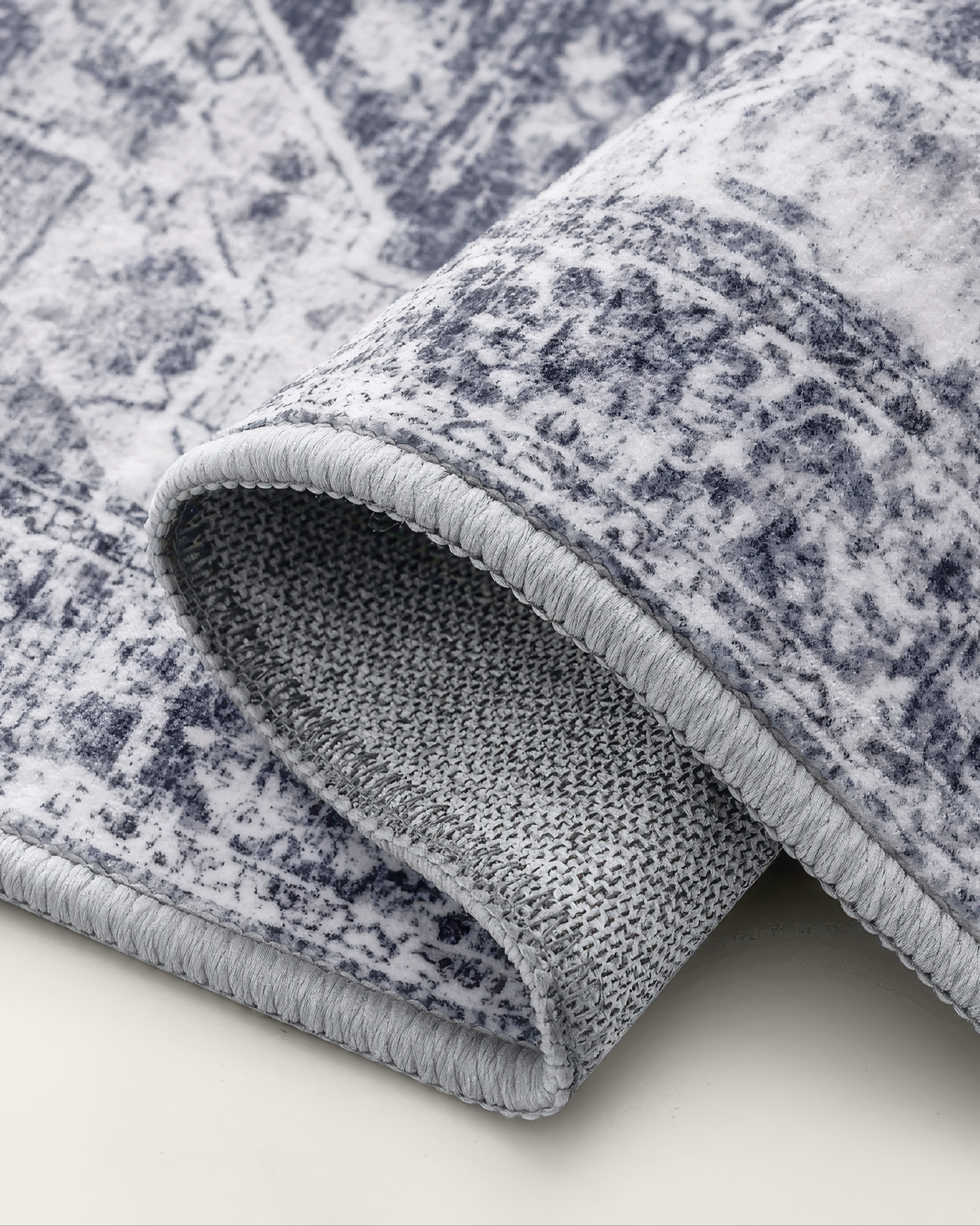 Diana's Garden Denim Blue Washable Area Rug