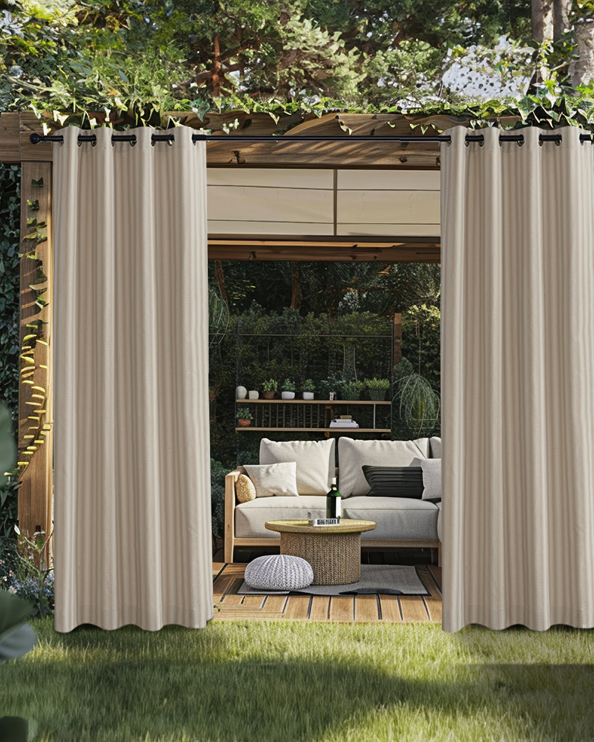 Miami Fishtail Patterned Waterproof Custom Outdoor Curtain