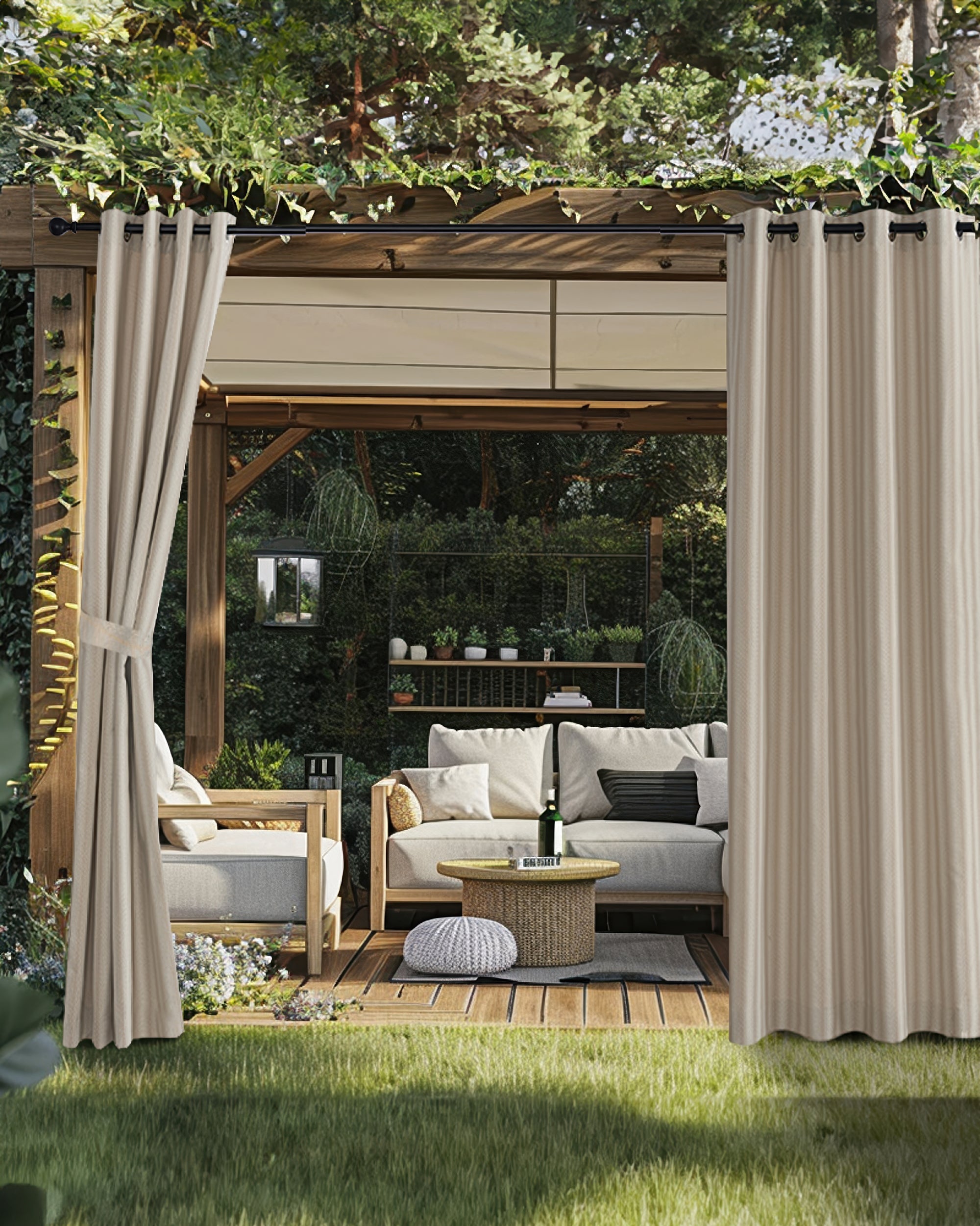 Miami Fishtail Patterned Waterproof Custom Outdoor Curtain