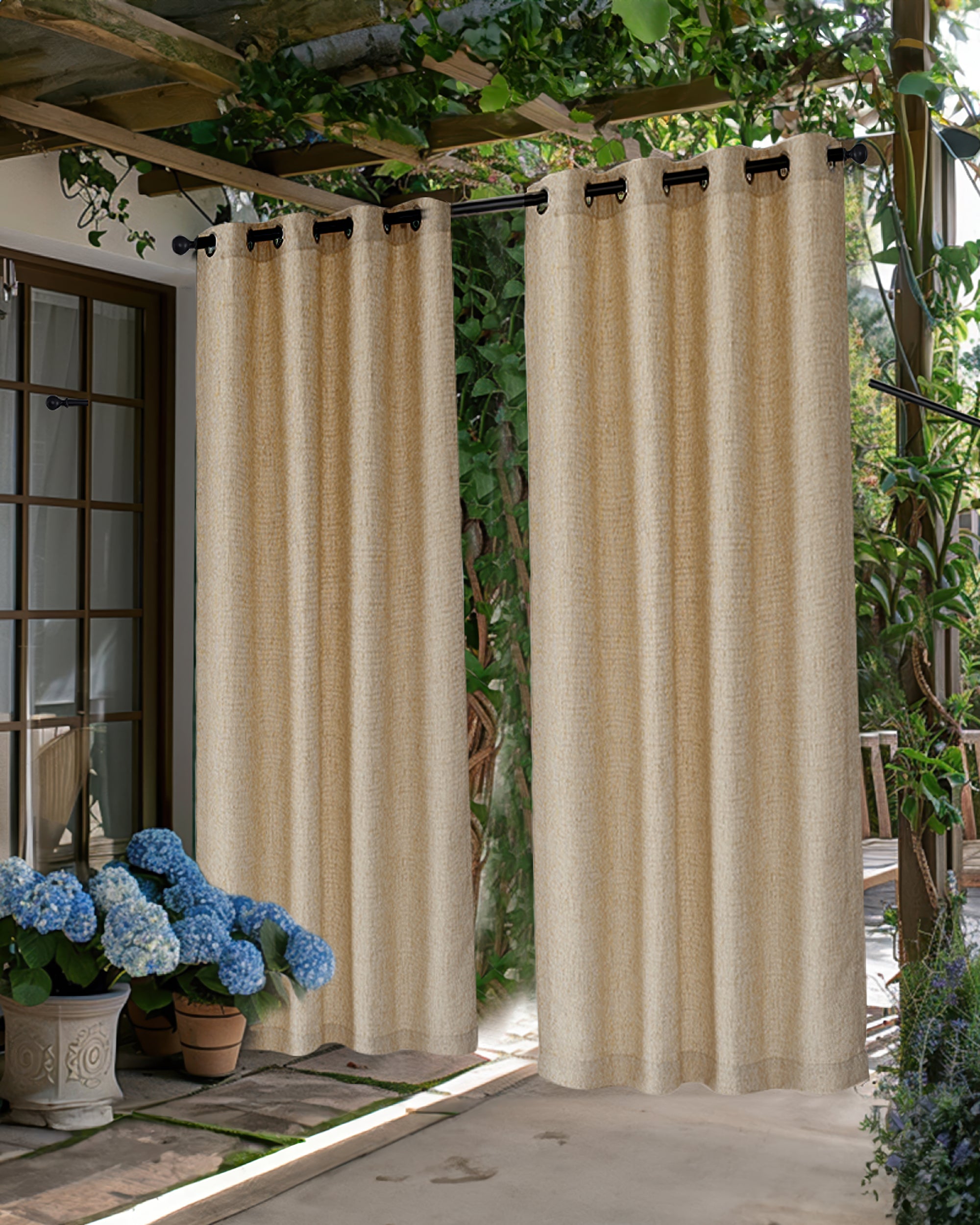 Munich Woven Patterned Textured Waterproof Custom Outdoor Curtain