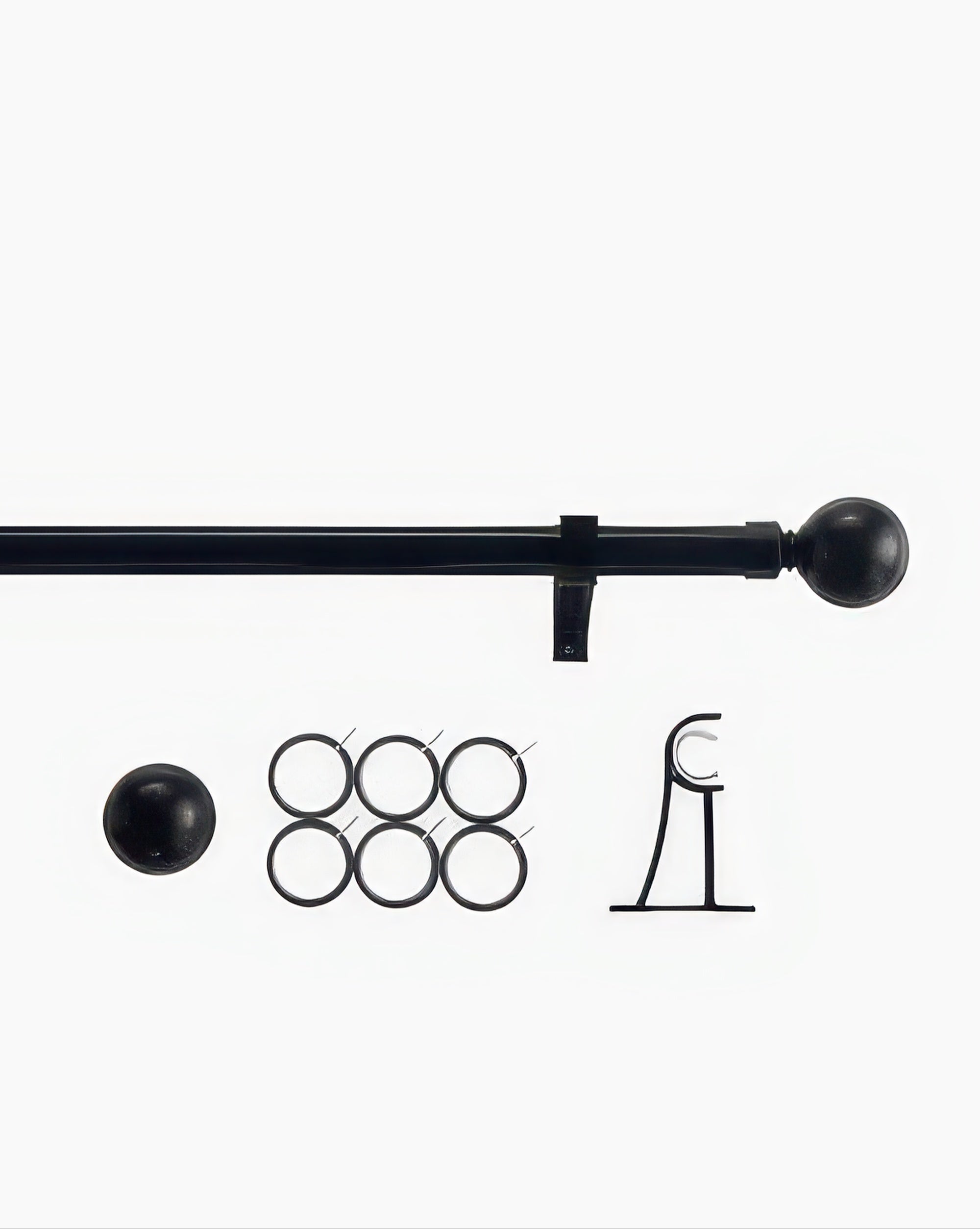 Black Roman Round Custom Finial Curtain Rod - TheHues