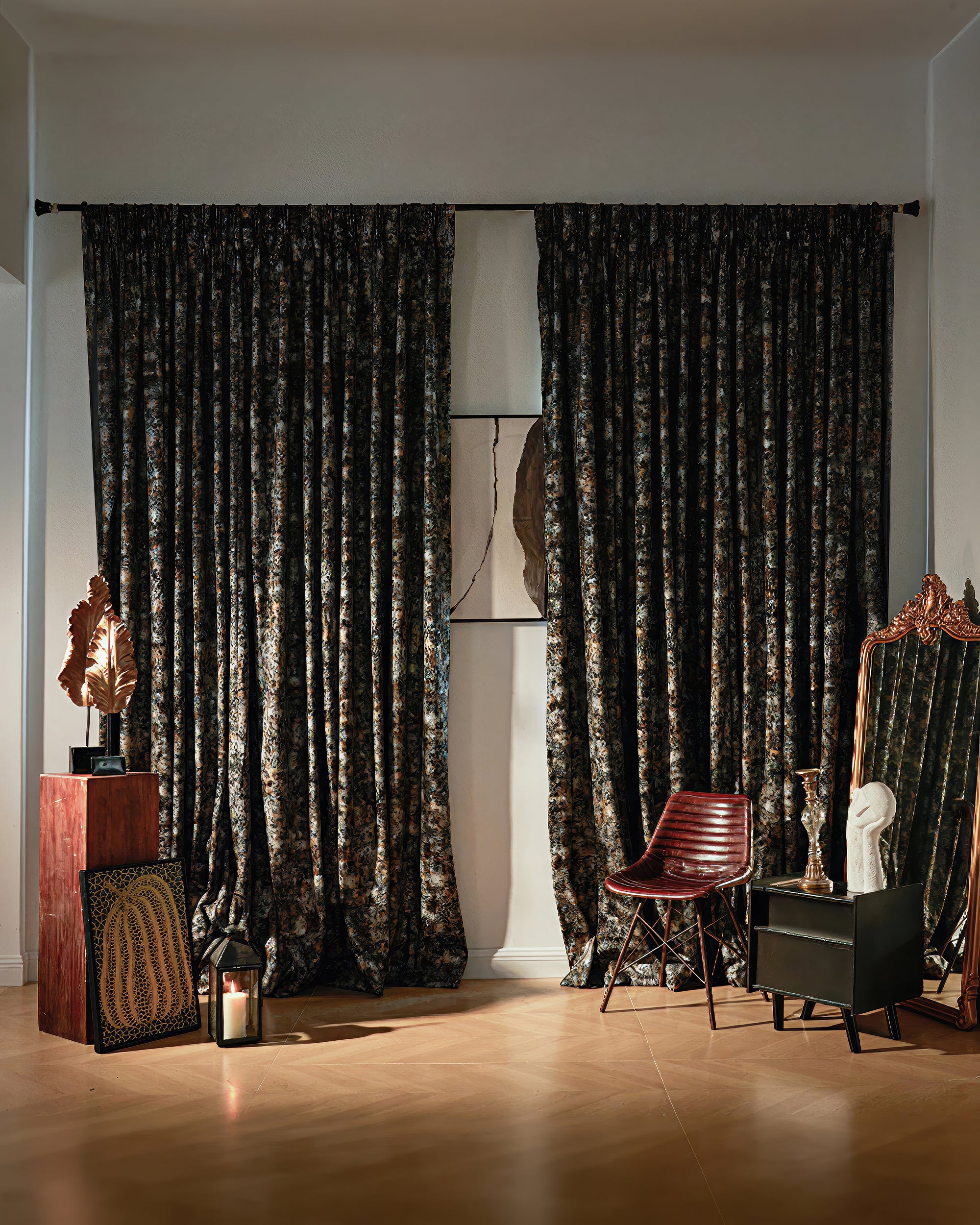 Impression Foil Printed Velvet Patterned Custom Curtain | Designed in Italy - TheHues
