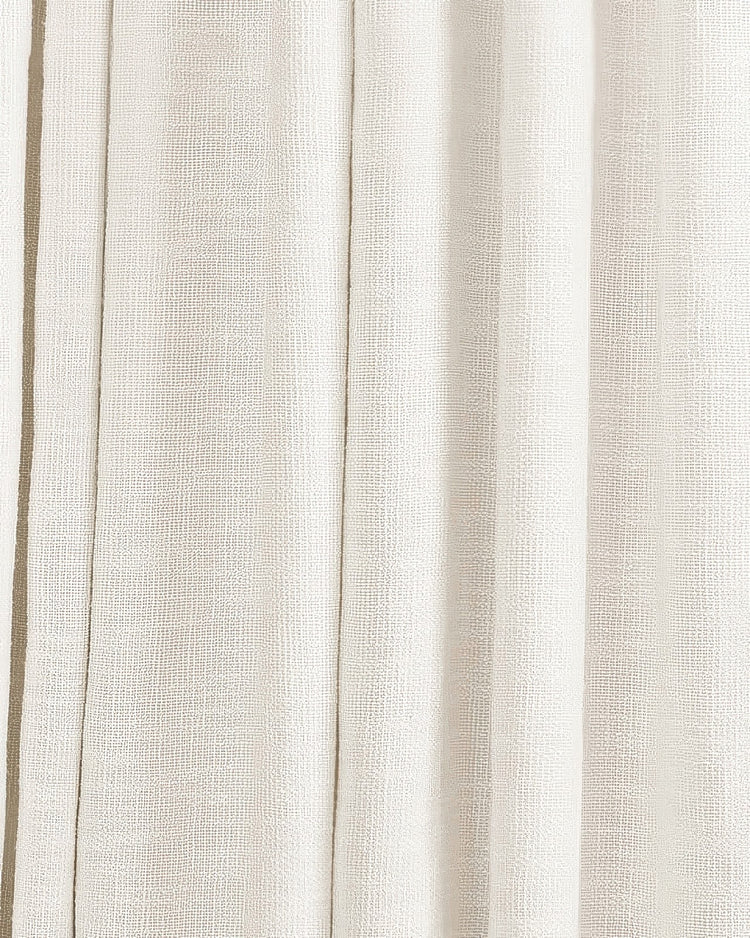 Close-up of Traunsee Cotton Blend Textured Custom Curtain fabric, showcasing its delicate weave and soft, elegant folds.