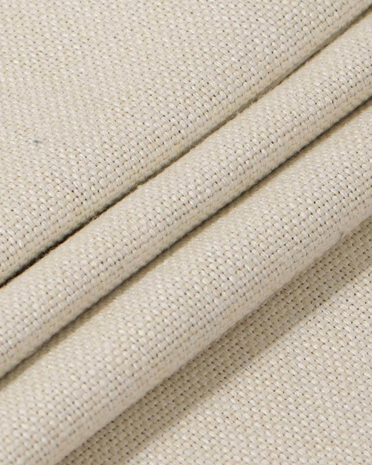 Textured close-up of Victoria 100% Blackout OEKO Linen Look heavyweight custom curtain fabric, showing dense weave.